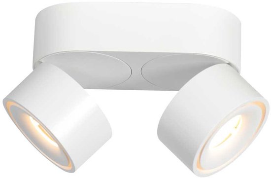 Spot blanc à 2 ampoules Fez 2674W, à intensité variable, orientable et inclinable, en plastique/métal, style moderne, Mexlite