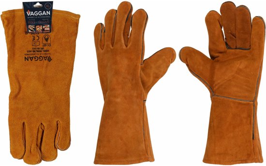Gants de barbecue Vaggan - cuir - marron camel - résistants à la chaleur jusqu'à 250 degrés