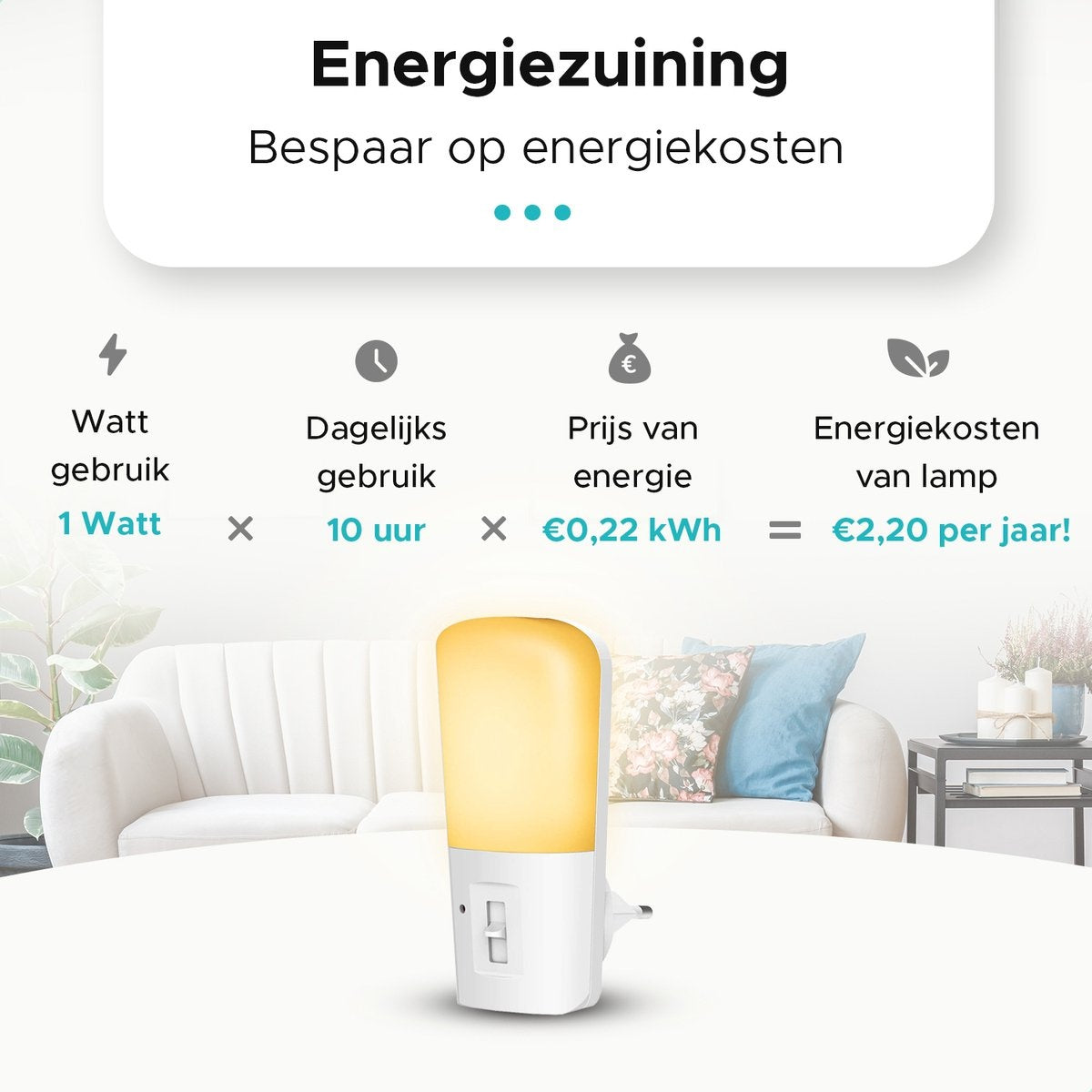 Qumax LED Night Light Socket 2 pcs - Veilleuse dimmable avec capteur - Veilleuse de chambre de bébé - Capteur jour et nuit - Enfants et bébés - Blanc