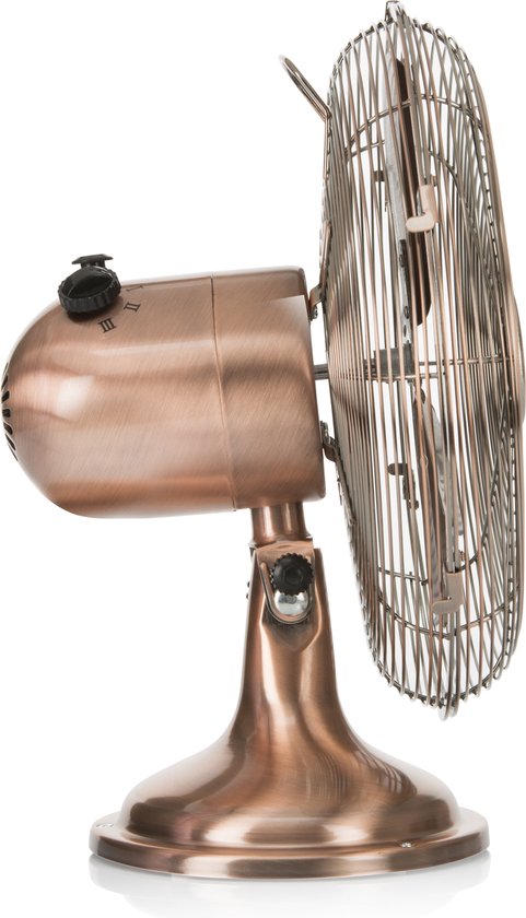Tristar VE-5970 - Ventilateur de table rétro - Ø30 cm - Finition cuivre - 3 niveaux de vitesse