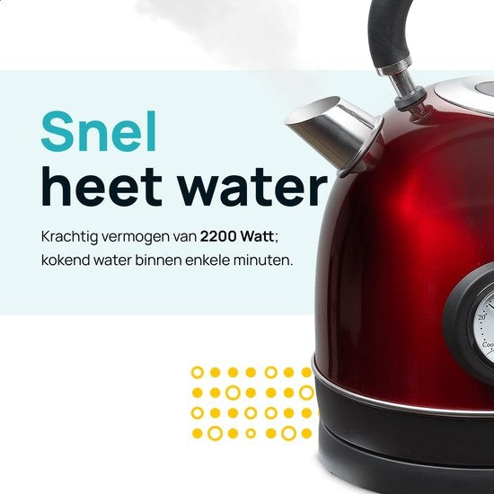 MOA Retro Kettle Red 1.8 litres - Électrique - acier inoxydable - EK3TR