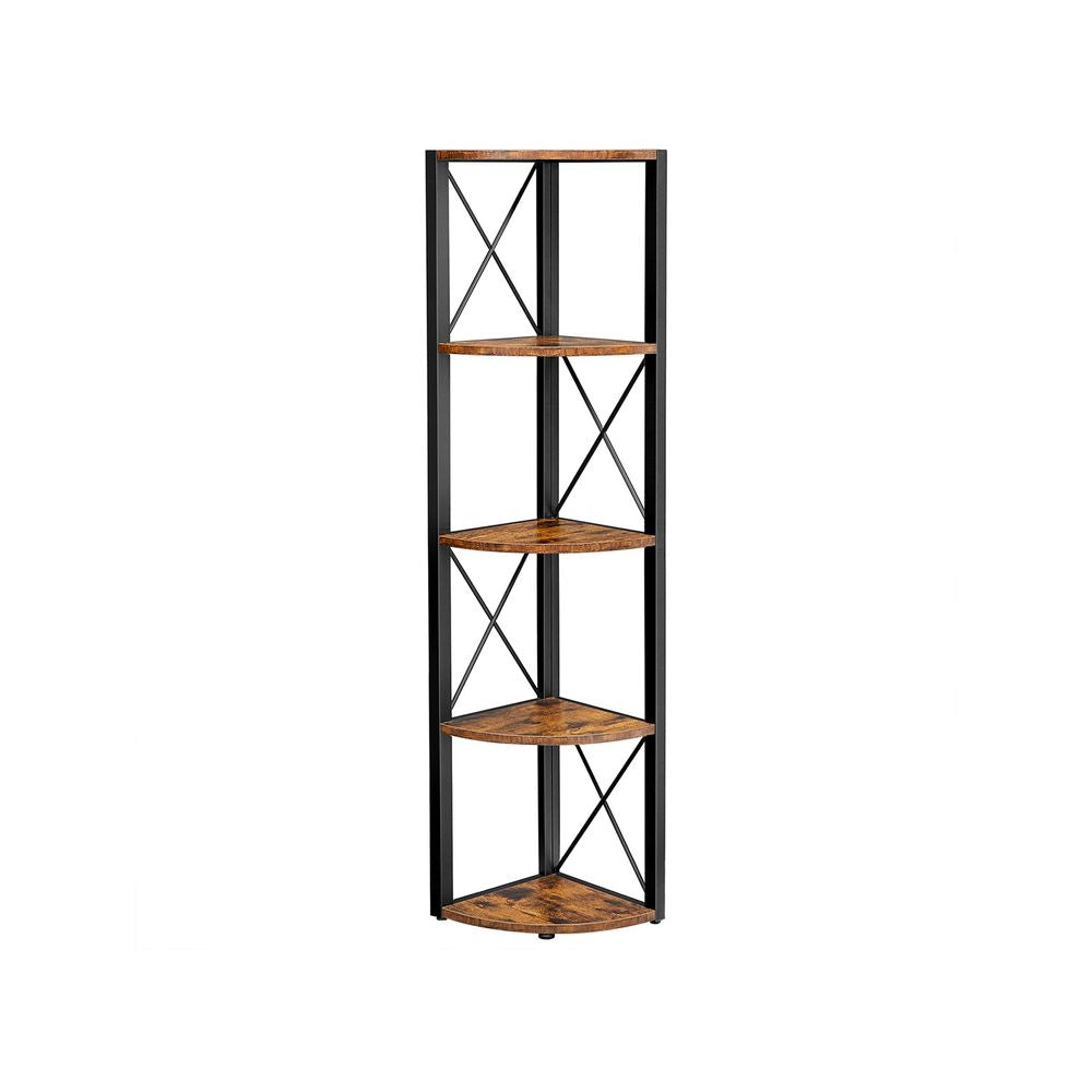 Étagère d'angle Vasagle à 5 niveaux - Marron vintage/Noir - 30 x 30 x 160 cm
