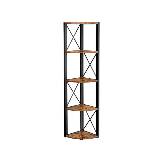 Étagère d'angle Vasagle à 5 niveaux - Marron vintage/Noir - 30 x 30 x 160 cm