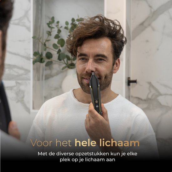 Wellshave 6 in 1 Beard trimmer Supreme - Tondeuse pour la barbe et le corps - Tondeuse pour le nez - Tondeuse pour le corps - IPX7 Waterproof - 6 accessoires inclus