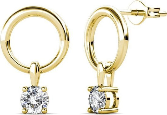 Yolora Boucles d'oreilles avec cristaux Kalpa Camaka - Couleur or - Plaqué or jaune 18K - Boucles d'oreilles femme - Clous d'oreilles - Bijoux - Boîte cadeau de luxe - Boîte cadeau - Boîte cadeau exclusive - Magnifique emballage cadeau