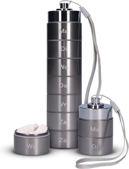 Boîte à pilules Gandria 7 jours - Boîte à pilules amovible - Boîte à pilules avec 7 compartiments - Boîte à médicaments avec fermeture solide - Étui - Étanche - Gris