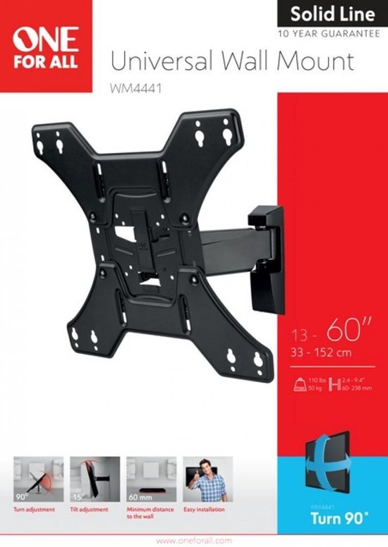 Support TV - 24/65 pouces - Jusqu'à 50 kg - pivotant et inclinable - WM4441