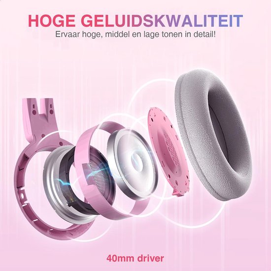 SOMiC G951S Pink Gaming headset - Casque d'écoute pour chat - Casque pour chat - Playstation, PC & Switch