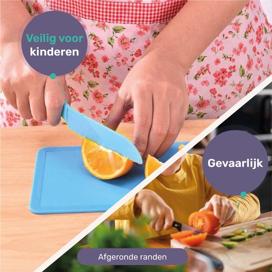 Qwali Blue Children's Knives Set - Safe - Inc. cutting board - Children's - Cutlery - Knives Child - Kitchen - Toys
