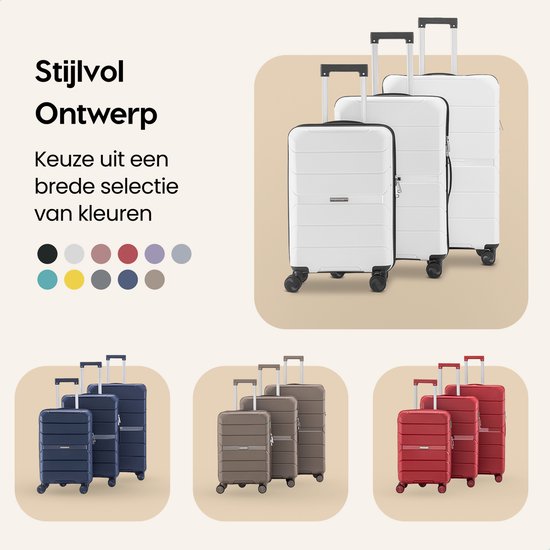 SKYCASES Urban Adventurer - Grande valise de voyage - Serrure à chiffres - 49x30x75cm - 110L - Valise de voyage avec serrure de valise - Roues pivotantes - Blanc V2