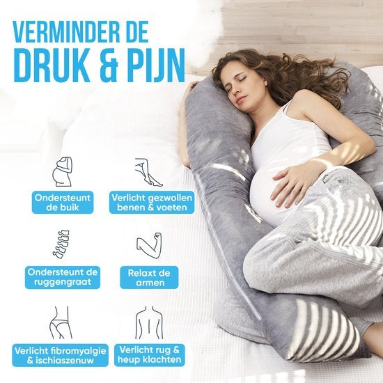 Avalo Oreiller de grossesse 5XL - 330CM - Housse amovible - Oreiller pour le sommeil latéral / Oreiller pour le corps / Oreiller pour le corps / Oreiller d'allaitement