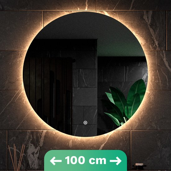 Miroir de salle de bain Mirlux - avec éclairage LED et chauffage - Miroir mural rond - Miroir de douche anti-condensation - 100CM