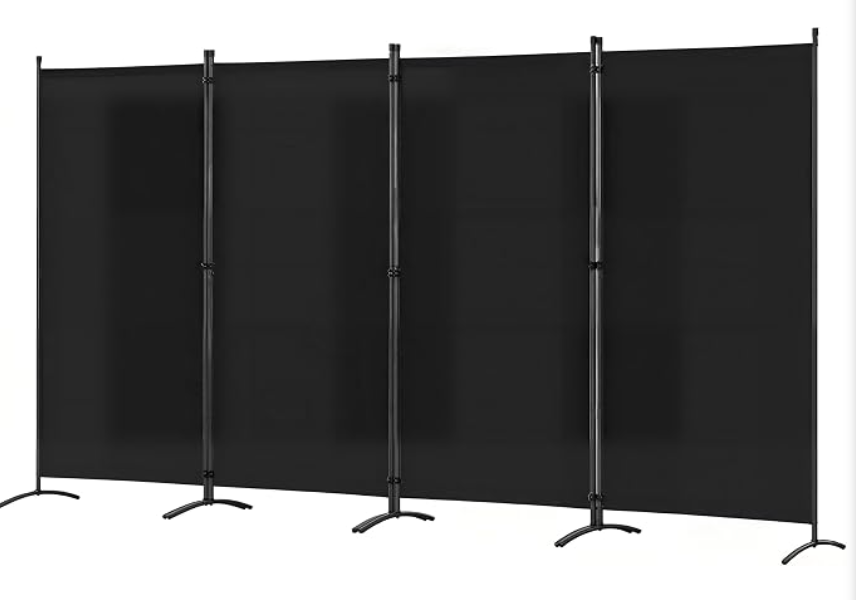 Paravent Angel Living à roulettes, 4 panneaux - Noir - 324 x 180 cm - Pliable