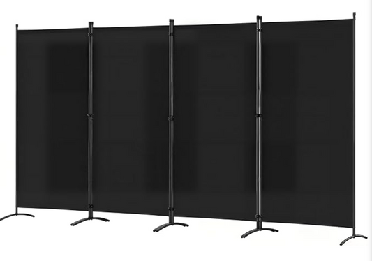 Paravent Angel Living à roulettes, 4 panneaux - Noir - 324 x 180 cm - Pliable