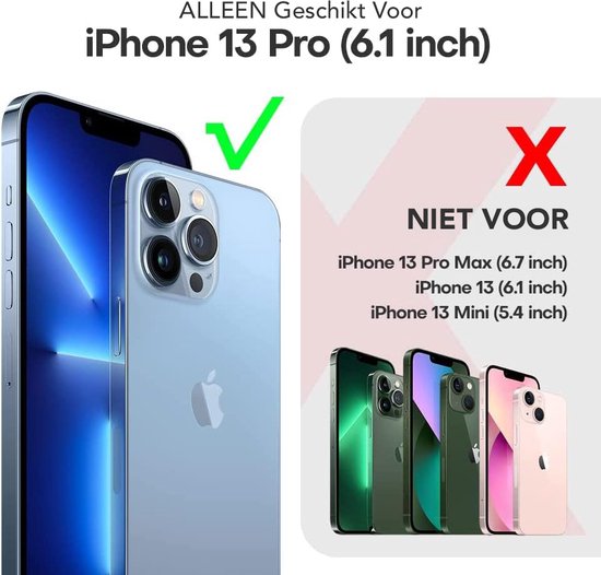 Coque Podec pour iPhone 13 Pro transparente - Lot comprenant 2 protecteurs d'écran + 2 protecteurs d'appareil photo - Coque de téléphone avec verre de protection - Coque transparente