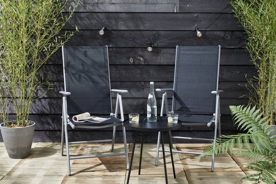 909 Outdoor - Chaises de jardin - Lot de 2 - Dossier réglable - Pliable - Chaises d'assise - Aluminium et Textile - 69 x 56 x 106 cm