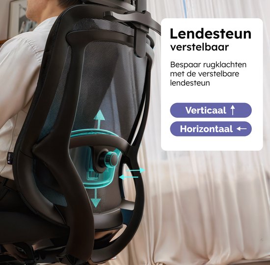 Roveo Ergonomic Office Chair - Chaise de jeu de bureau - Chaise de jeu pour adultes - Chaise de jeu - Noir
