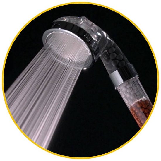 Aquadon Shower Hero - Pomme de douche économe en eau avec perles minérales naturelles - trois intensités de jet - compatible avec tous les flexibles de douche courants - 3 types de jet - augmente la pression de l'eau - permet d'économiser l'eau