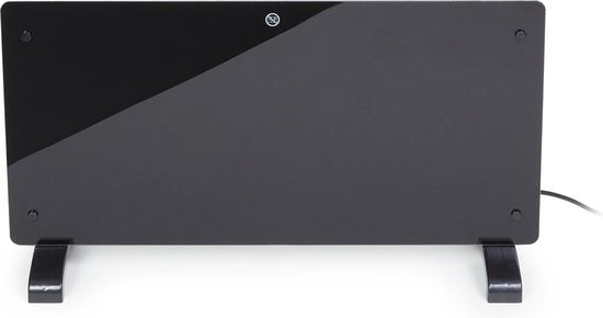 Dutch Originals - Convecteur - 2000 W - Noir - Minuterie réglable - 2 niveaux de chaleur - Verre trempé - 42,5 x 24 x 77 cm