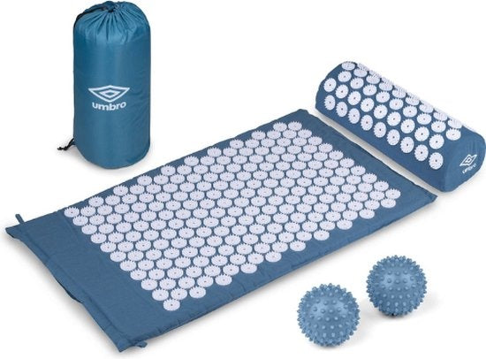 Tapis d'ongles Umbro - Tapis d'acupression - Tapis Shakti - Tapis de massage - 42x71cm - Bleu