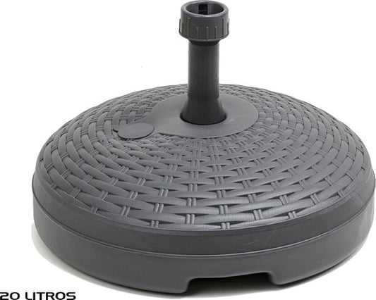 Base de parasol moderne 45x45x29cm - Remplissable - 20 litres - Noir - Eté - Soleil - Parasol - Rotin - Tube 19-32mm