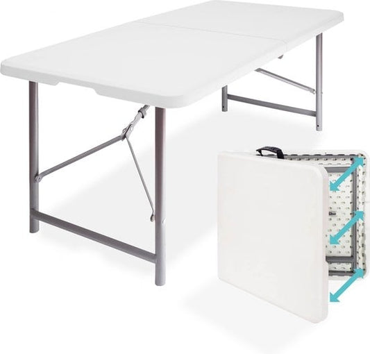 LifeGoods Table pliante - 60x120cm - Table de camping - Résistante aux intempéries - Table pliante - Blanche
