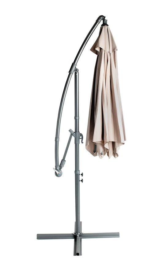 Nexxt Banana Parasol 3 mètres - Parasol à pied central avec housse et pied en croix en acier - Taupe