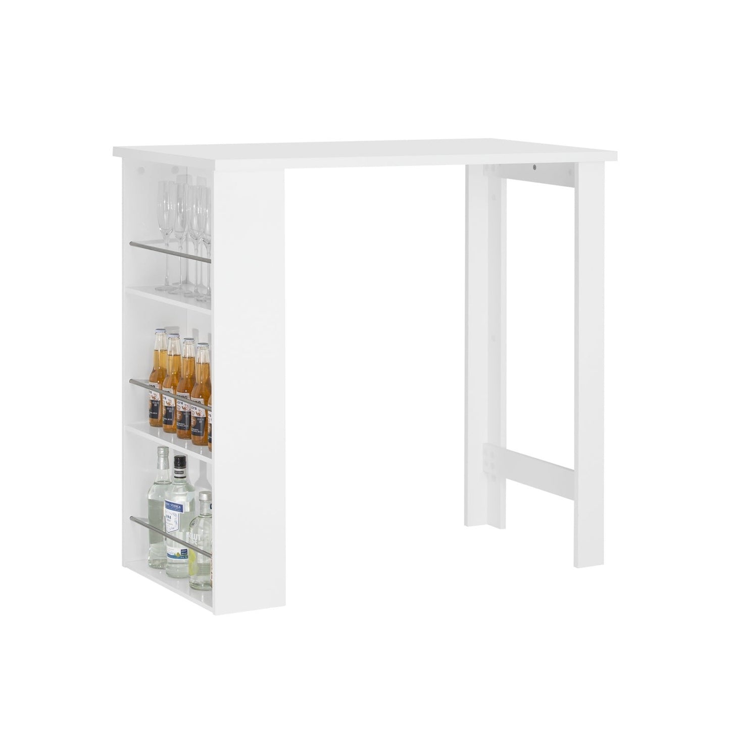 Table de bar - SoBuy - 3 compartiments - 106x57x112 cm - Blanc