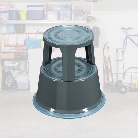 BRASQ Tabouret de marche Premium Gris - Capacité 150 kg - Tabouret de marche - Pied d'éléphant - Tabouret de bureau - Escalier mécanique - Tabouret - Métal