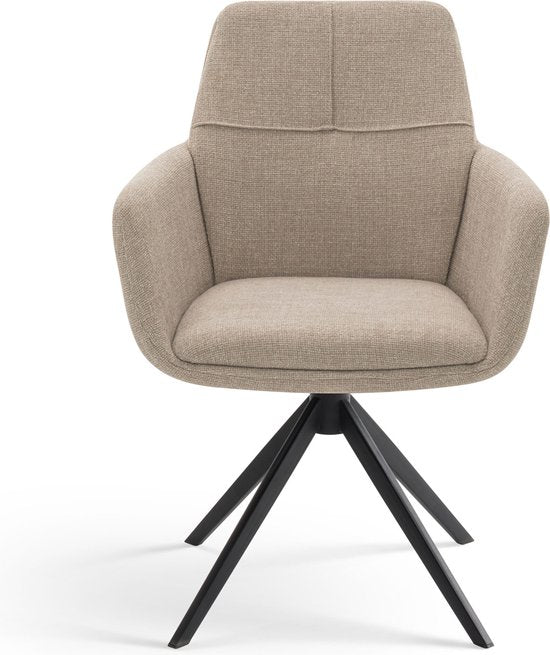 Furnihaus Chaise de salle à manger pivotante Milou avec accoudoir Beige
