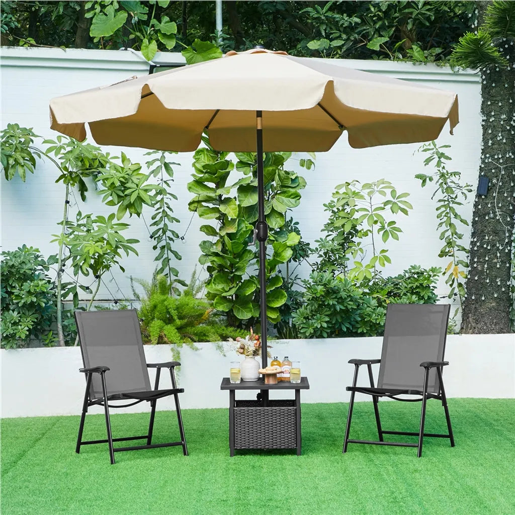 Yaheetech Garden Chairs Set of 2 - Black - Chaises pliables à haut dossier 54 × 57 × 93.5 cm - Capacité de charge maximale 150 kg