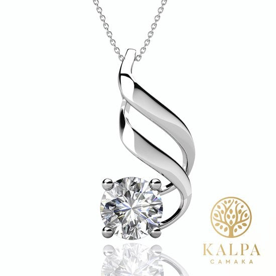 Yolora Collier pour femme avec pendentif en cristal Kalpa Camaka - Couleur argent - Plaqué or blanc 18K - Emballé - Cadeau de fête des mères