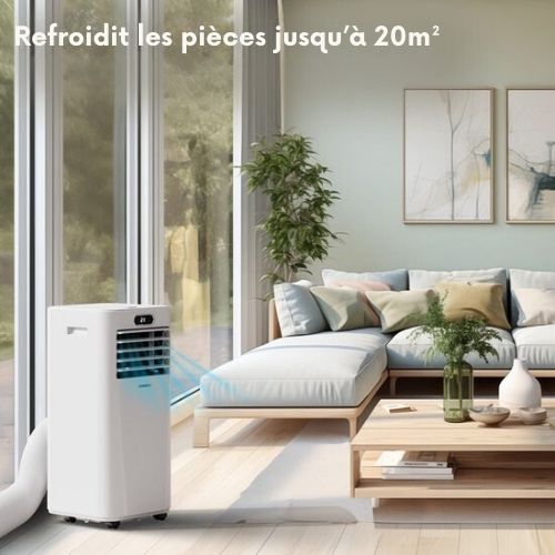 Climatiseur mobile Auronic - 3-en-1 - avec 2 kits de fixation pour fenêtres - Ventilateur - Déshumidificateur - 20 m²