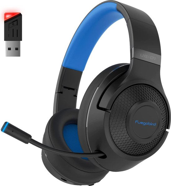 Fuegobird UG-01 2,4GHz Casque de jeu sans fil - Casque Bluetooth - Multiplateforme - Convient pour PS4/PS5, Nintendo Switch - Noir Bleu