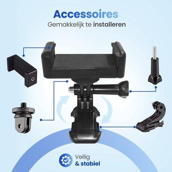 Garpex® Universal Chest strap Harnais de poitrine - Support de poitrine adapté à diverses caméras d'action et smartphones - Noir
