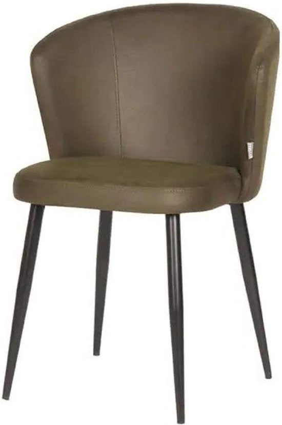 Chaise de salle à manger LABEL51 Wave - Verte - Tissu - Métal noir - Chaise - Chaise de salle à manger standard