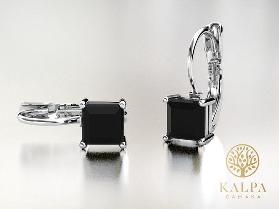 Boucles d'oreilles pour femmes - Cristaux Kalpa Camaka noirs - Ton argenté - Cristal noir - Plaqué or blanc 18K - Boucles d'oreilles pour femmes - Boîte cadeau de luxe - Bijoux - Boîte cadeau - Emballage cadeau exclusif - Boîte cadeau - Magnifique emballa