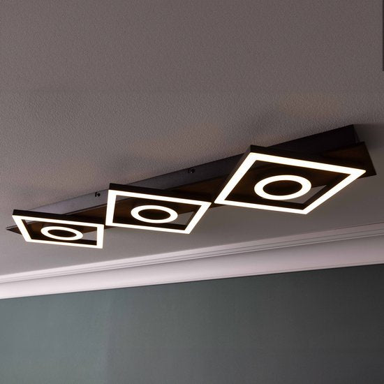 Plafonnier Brilliant Maureen - 88 cm - Noir avec bois