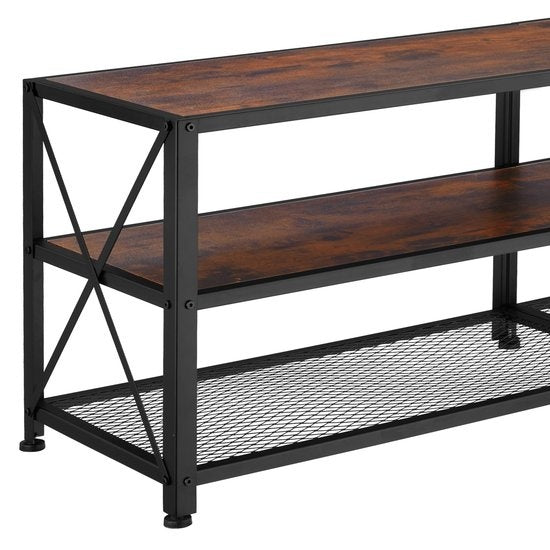 tectake - Meuble TV - Indianapolis - brun foncé industriel - 404543