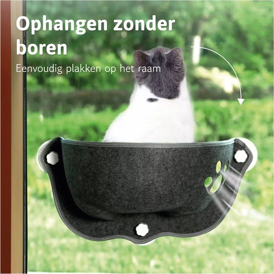 LBB Hamac pour chat - Pour fenêtre - Forme bol - Panier pour chat - Fenêtre - Hamac pour chat - Animaux - Lit pour chat - Panier pour chat - Dormir - Se coucher - Gris