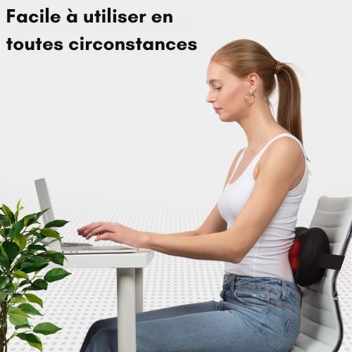 Auronic - Coussin de massage shiatsu Auronic - Chauffant - Électrique - Dos et nuque - 36 x 10 x 12,5 cm - Noir