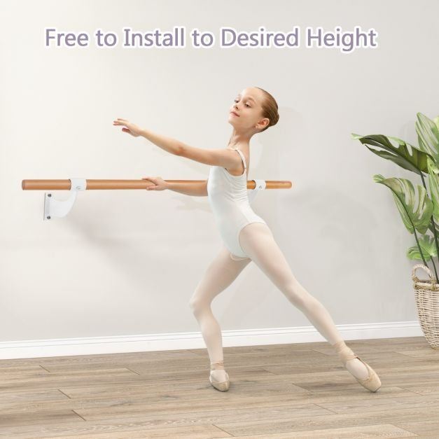 Barre murale de ballet 120 cm Barre de ballet simple Équipement de ballet en hêtre pour le yoga et les étirements pour enfants et adultes