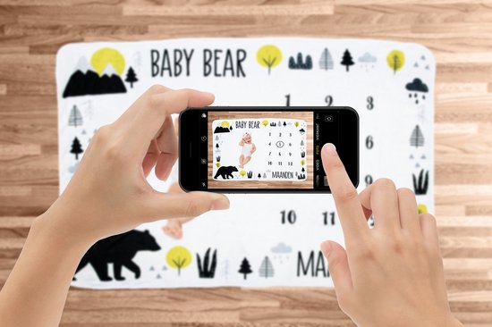 Frummel Milestone Blanket 'Bear' - Milestone Blanket - Milestone Baby - Baby Gift Boy - Baby Gift Girl - Baby Shower Gift - Baby Gift - Milestone Blanket in Dutch - Mother's Day Gift - 100 x 150 cm