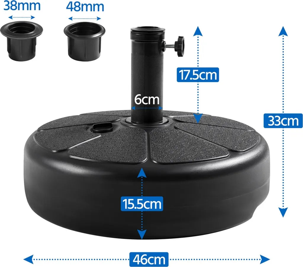 Yaheetech Pied de parasol - Remplissable - Rond - 46x46x33 cm - Noir