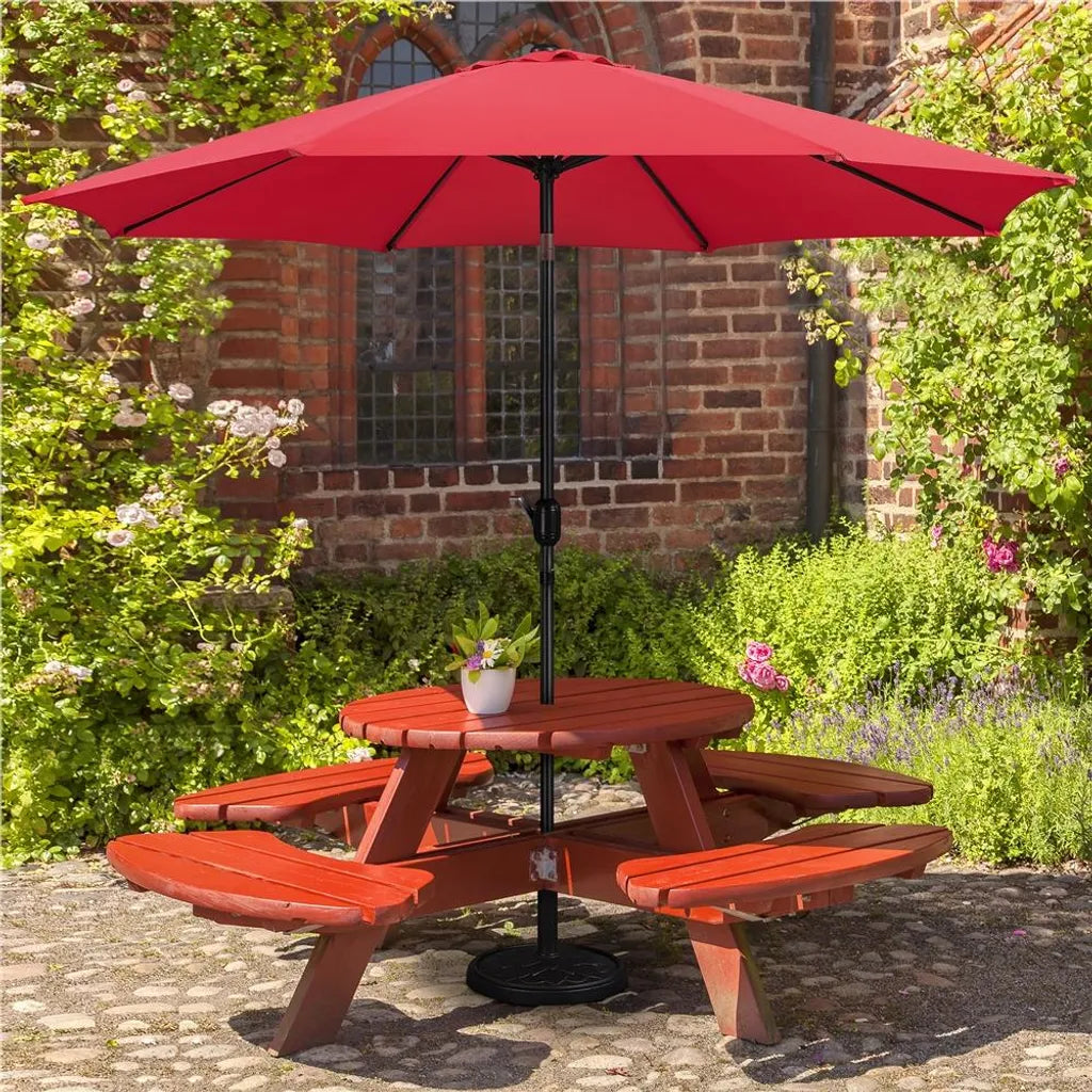 Parasol Yaheetech Ø 300 cm - Rouge - Parasol de jardin inclinable avec mécanisme à balancier et protection UV50+