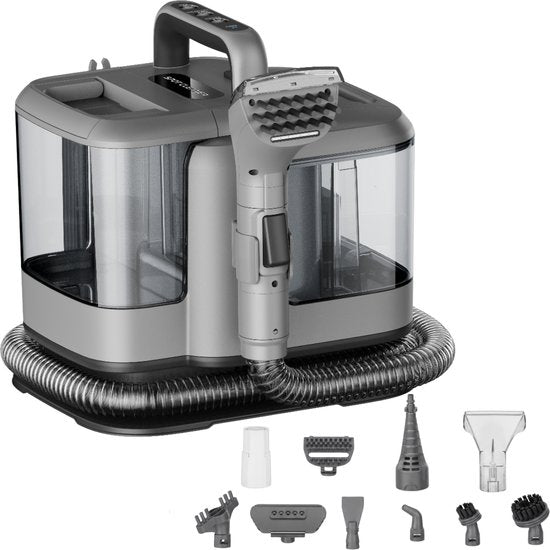 Nettoyeur vapeur Powell - Nettoyeur de moquette - Détachant - Nettoyeur de canapé - Nettoyeur de meubles - Nettoyeur de moquette et aspirateur - Machine de nettoyage - Nettoyeur de moquette - 1 800 watts - Gris