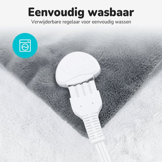 Couverture électrique - Bloomfold - Couverture chauffante - 180 x 160 cm - Lavable en machine - 2 personnes - 9 niveaux - Avec minuterie - Gris/flanelle