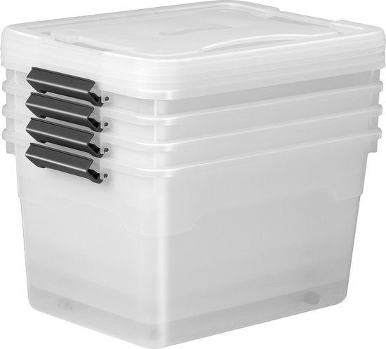 Boîte de rangement / Boîte de rangement 45 L - Plastique - 4 pièces - Couvercle inclus