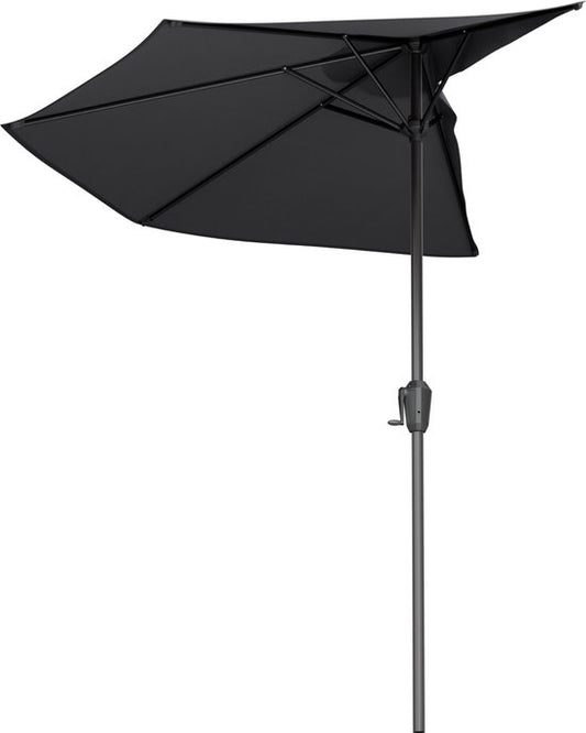 LifeGoods Parasol de balcon - Jardin - 270x135 cm - Parasol semi-circulaire - Imperméable - UPF50+ - Gris foncé