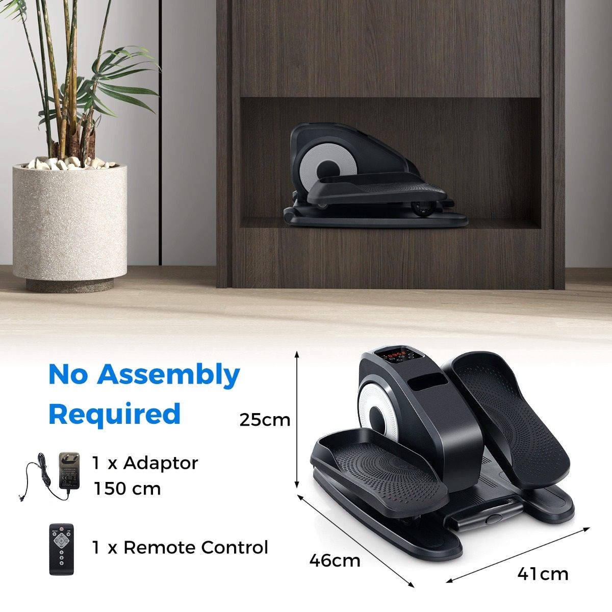 Appareil d'entraînement elliptique Coast à placer sous le bureau - électrique - avec écran et télécommande - noir